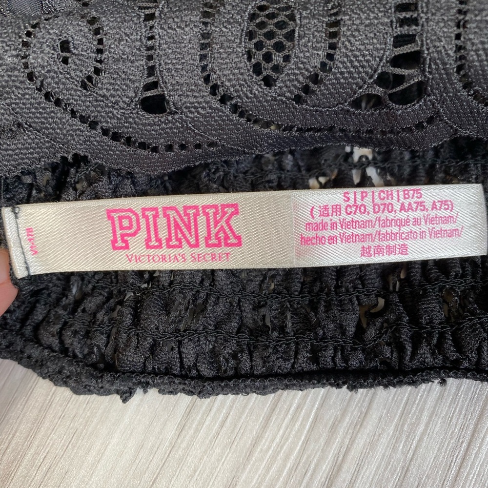 PINK Victoria’s Secret black lace bralette Small - Picture 8 of 9